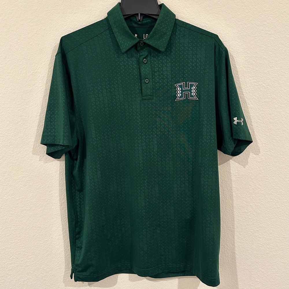 Under Armour Forest Green Hawaii Rainbow Warriors Coldblack Polo Shirt - Large